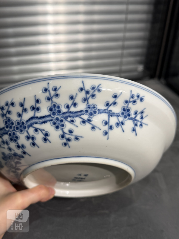 清晚期青花淡描四季花卉纹折腰盖锅 - 图6